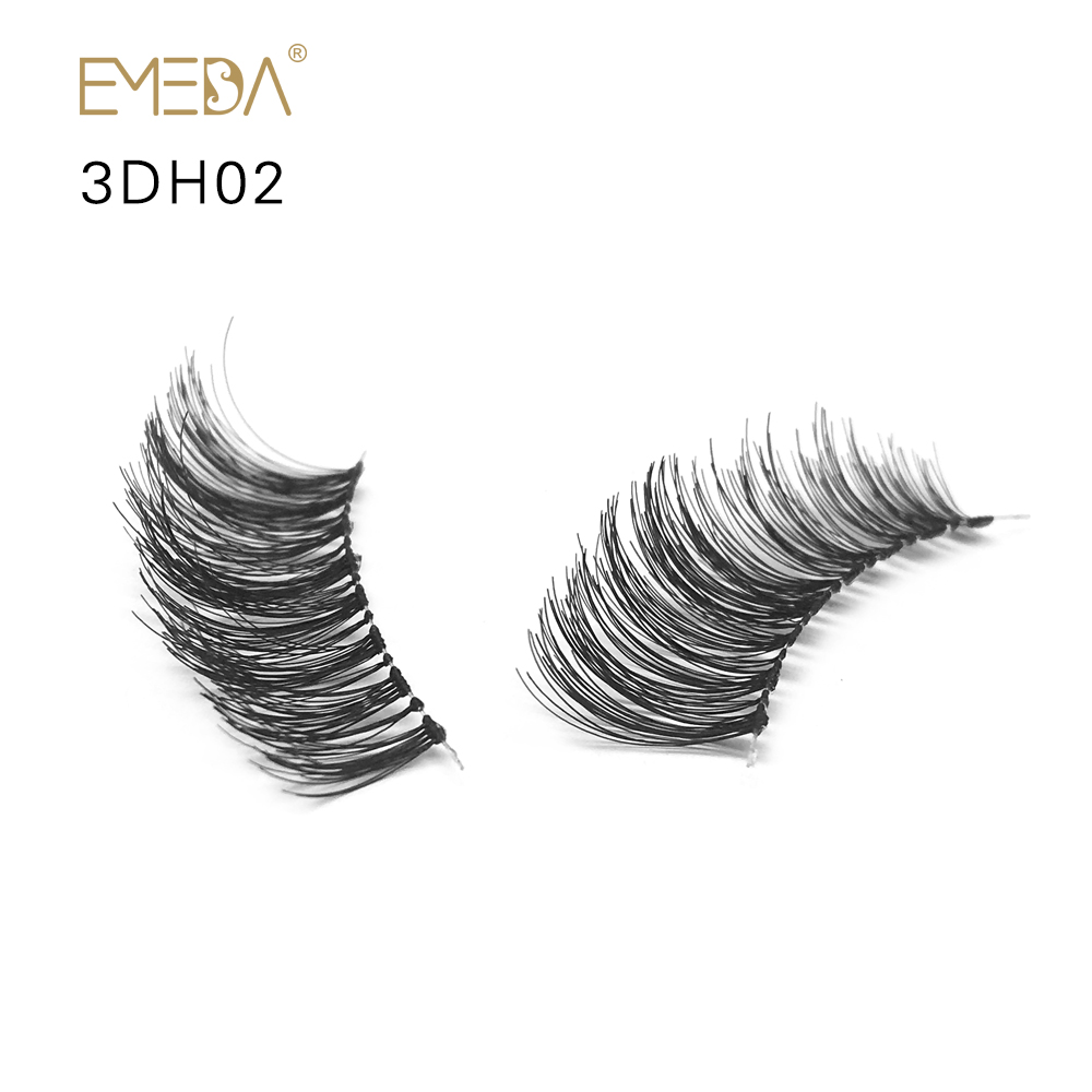 3D Eyelash Wholesale 100% Human Hair Lash Eyelash 3DH02 With Custom Eyelash Packaging JE55